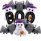 9 Pcs Bat Ghost Balloons BOO Foil Balloon Kit(Black White Purple)